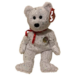 TY Beanie Baby - DECADE the Bear (White Version) Stuffed Animal Teddy Pristine!